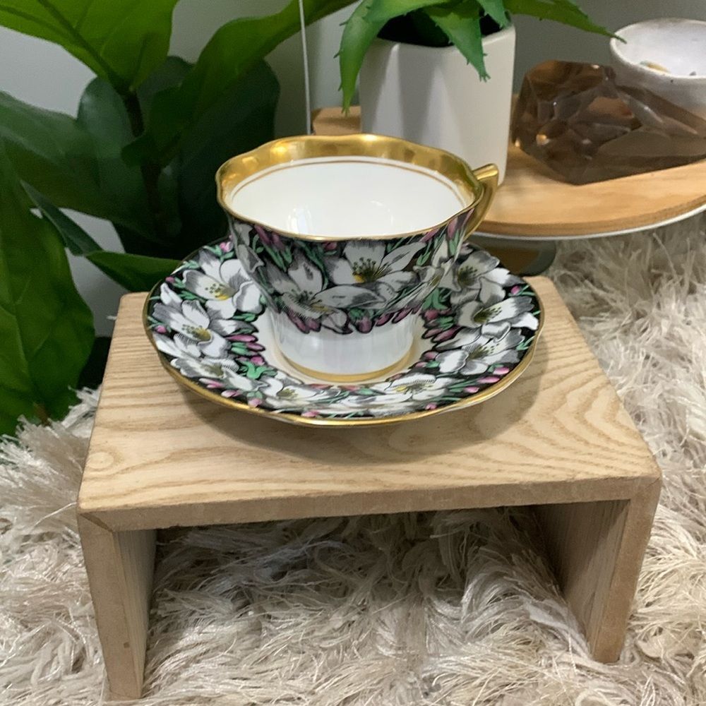 Vtg Rosina‎ Floral Teacup & Saucer Set Pattern 4860A Bone China Made in England